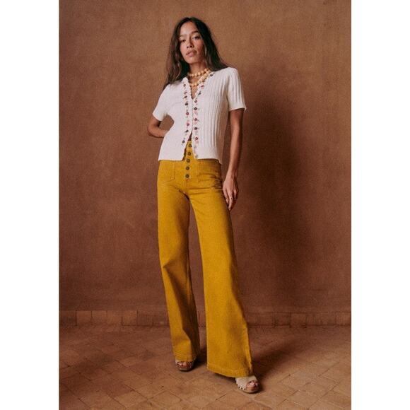 Sezane Ilena Flower Embroidery Cardigan White - FR Size XS - Picture 4 of 8